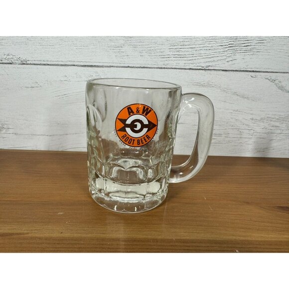 Vintage A&W Root Beer Glass Mug Stein 4" Tall Arrow Logo Bullseye 1961-1968 - Picture 1 of 8